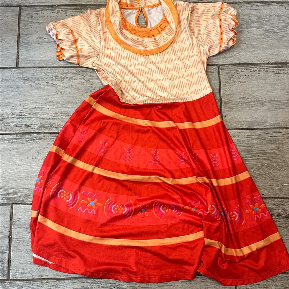Encanto Costume Girls Luisa Colorful Patterned Dress Size Large 12/14